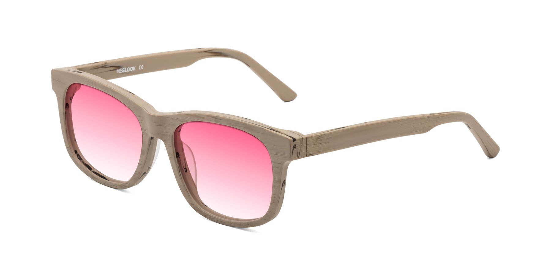 Angle of Alfred in Pale Mauve Woodgrain with Pink Gradient Lenses