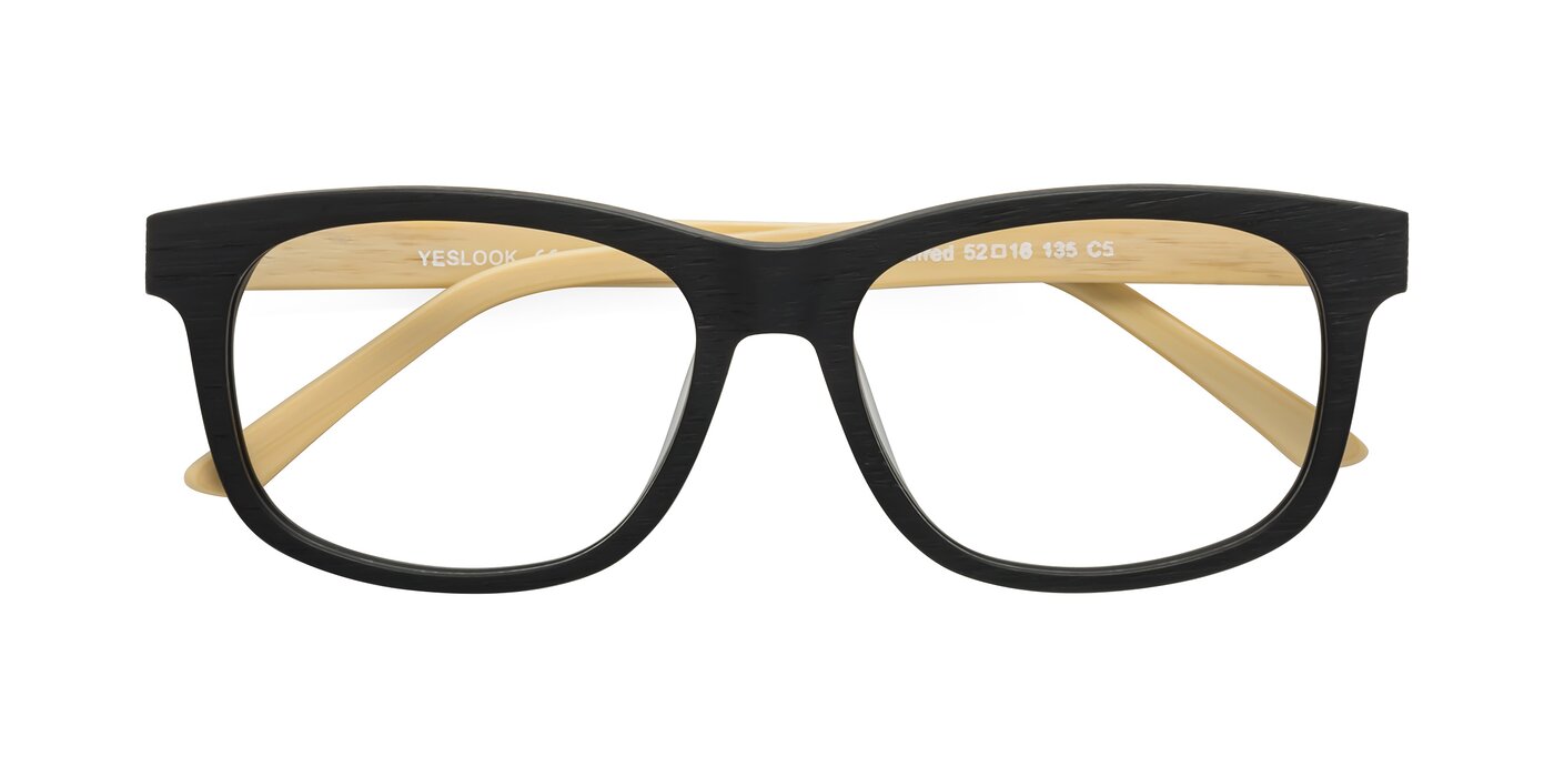 Alfred - Black/Light Yellow Woodgrain Eyeglasses