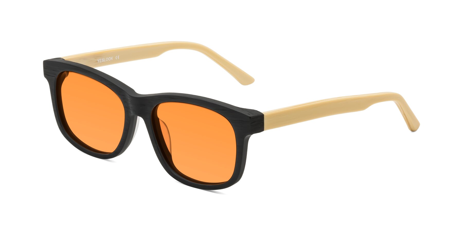 Angle of Alfred in Black-Light Yellow Woodgrain with Orange Tinted Lenses