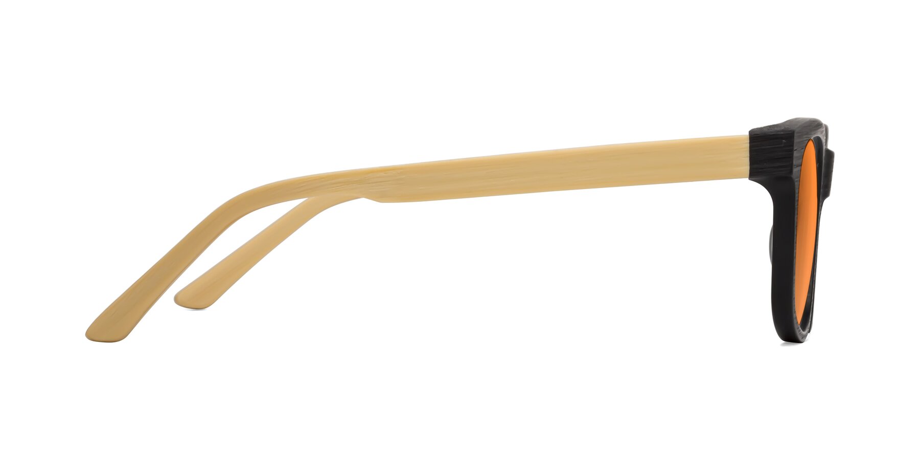 Side of Alfred in Black-Light Yellow Woodgrain with Orange Tinted Lenses
