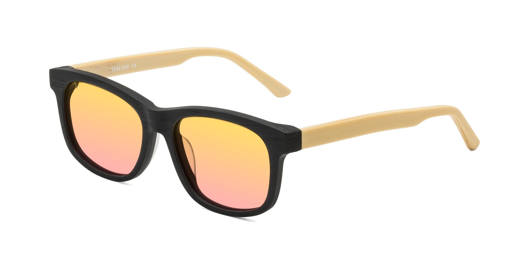 Angle of Alfred in Black-Light Yellow Woodgrain with Yellow / Pink Gradient Lenses