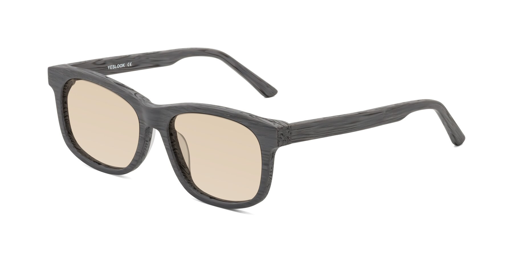 Angle of Alfred in Cement Woodgrain with Light Brown Tinted Lenses