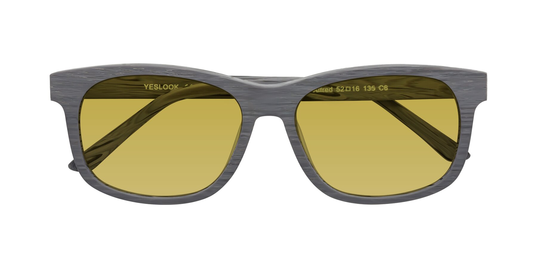 Folded Front of Alfred in Cement Woodgrain with Champagne Tinted Lenses