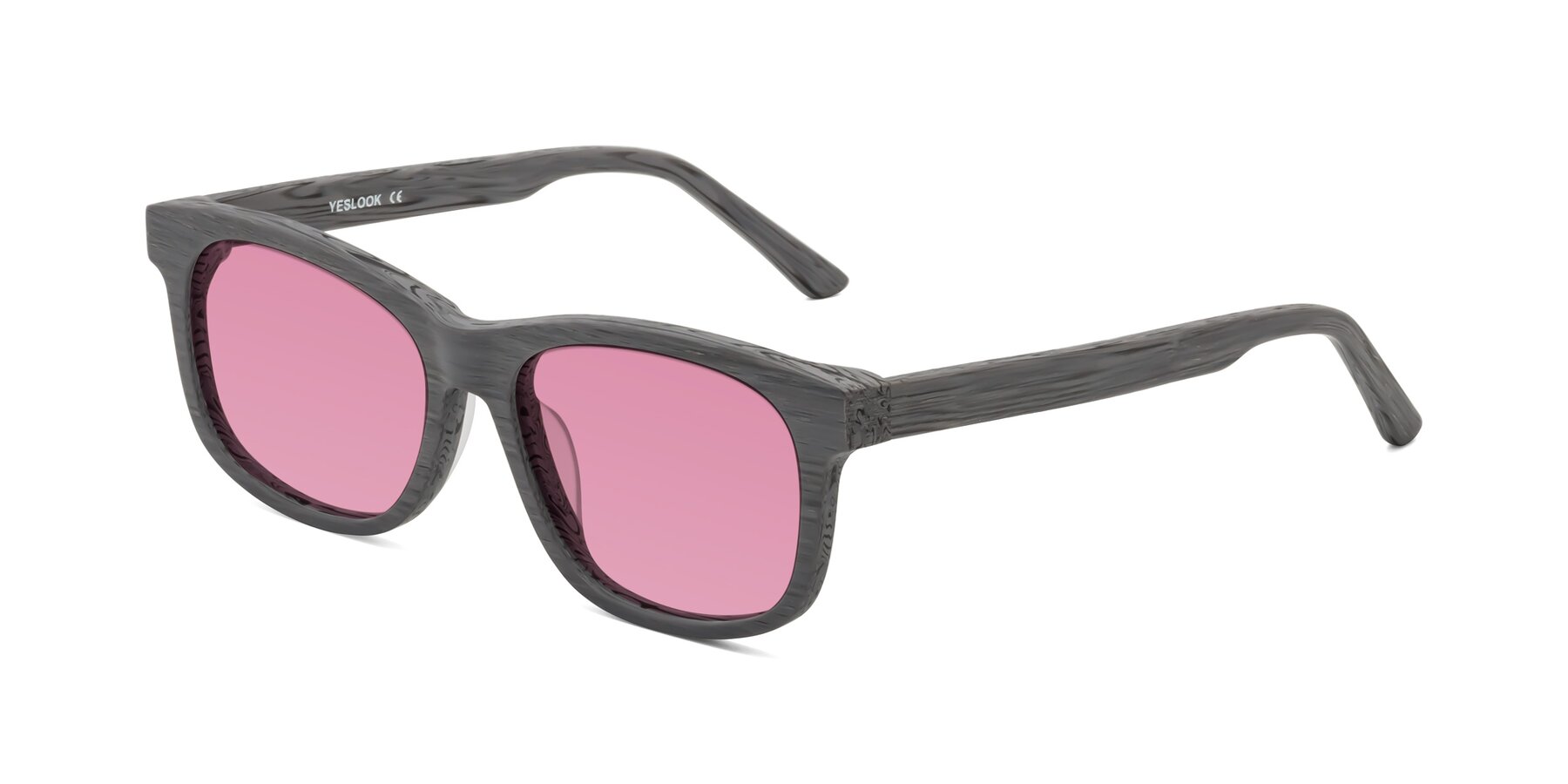 Angle of Alfred in Cement Woodgrain with Medium Wine Tinted Lenses
