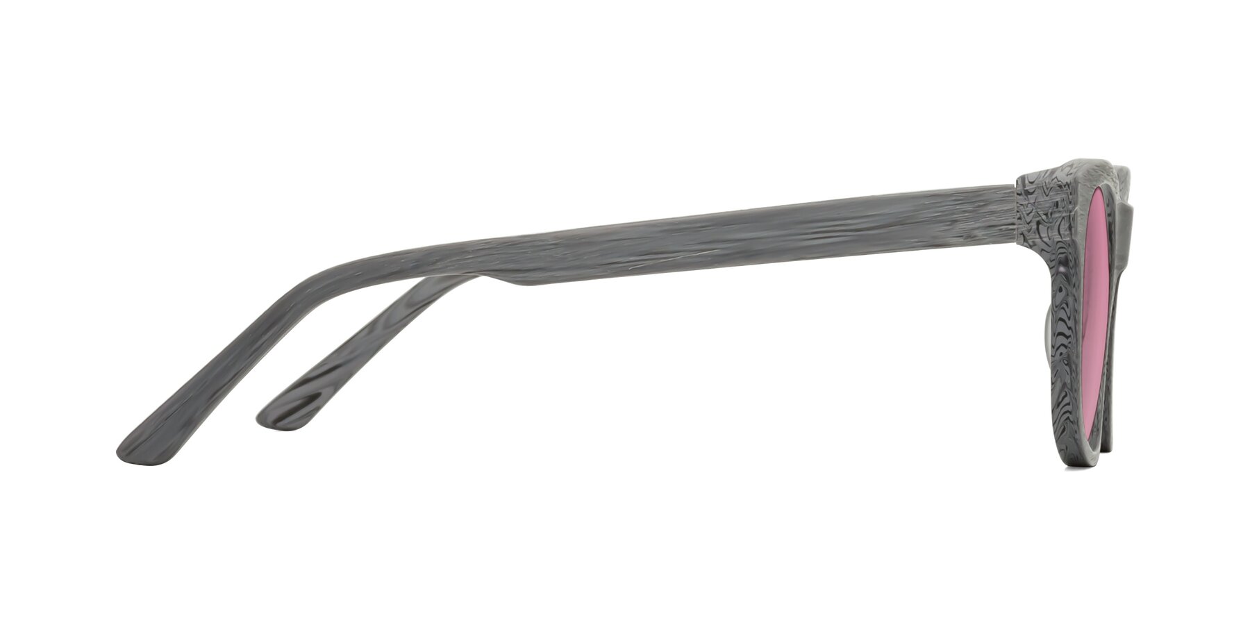 Side of Alfred in Cement Woodgrain with Medium Wine Tinted Lenses