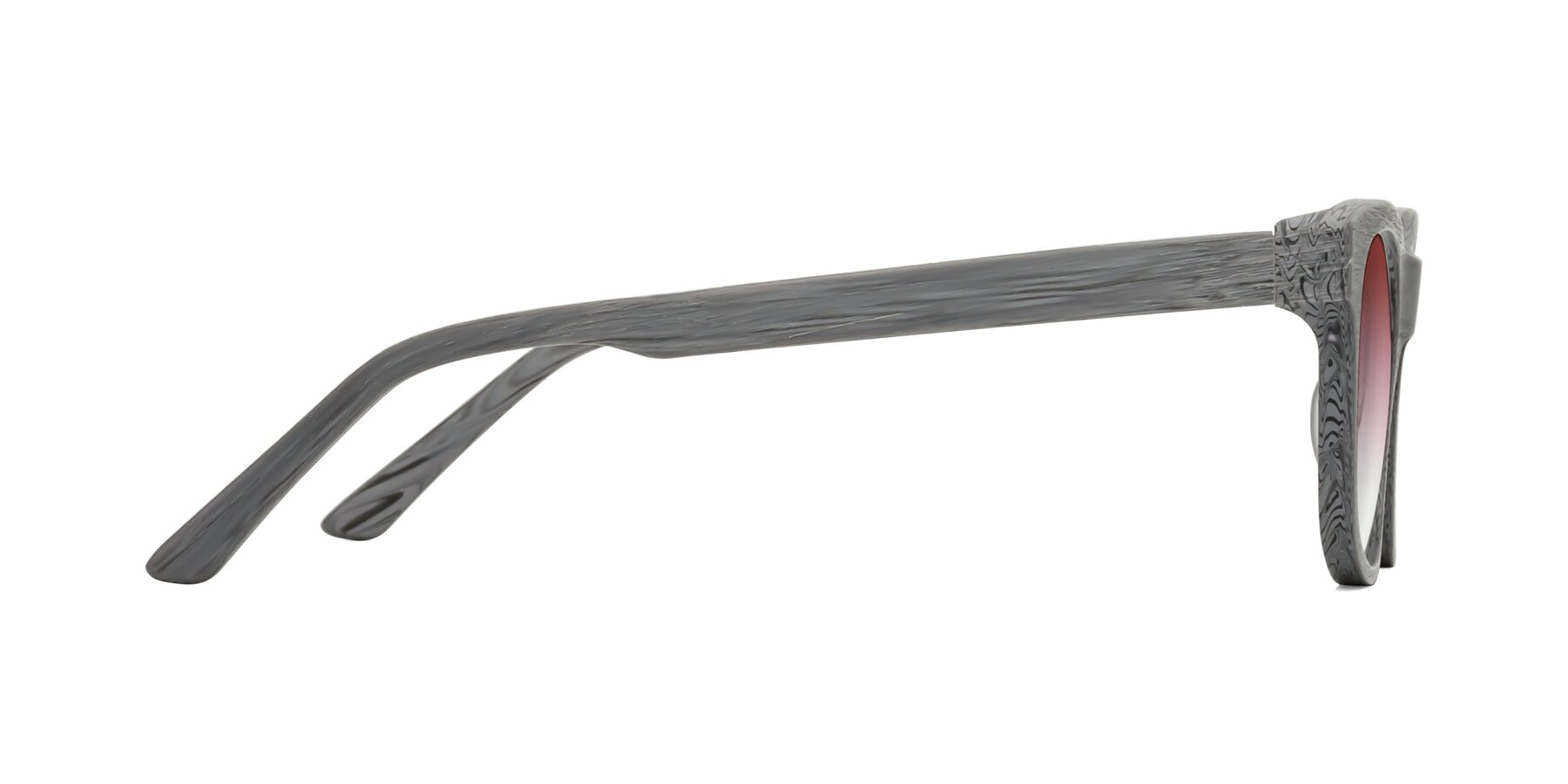 Side of Alfred in Cement Woodgrain with Garnet Gradient Lenses