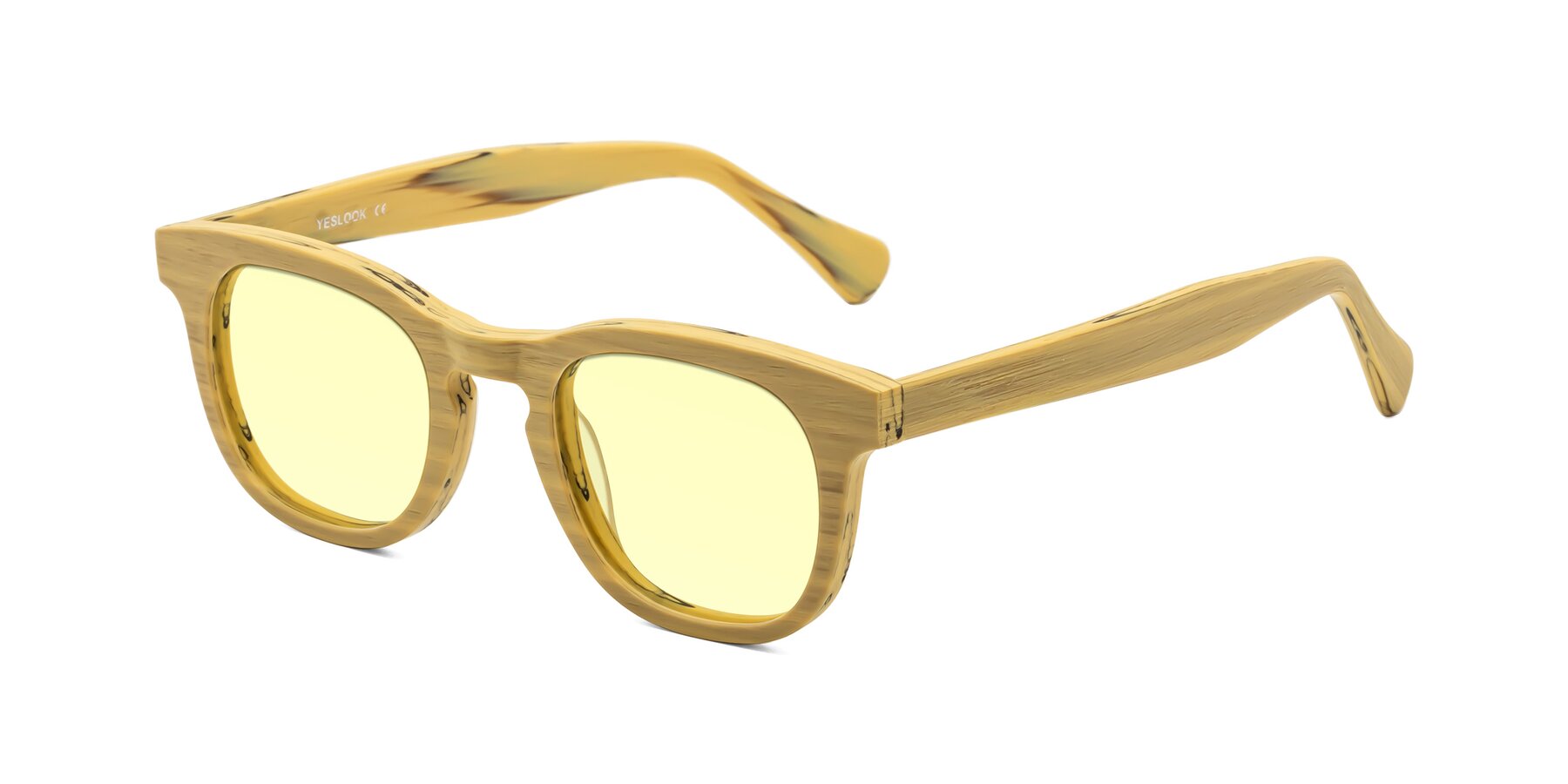 Angle of Tonia in Egg Yolk Woodgrain with Light Yellow Tinted Lenses