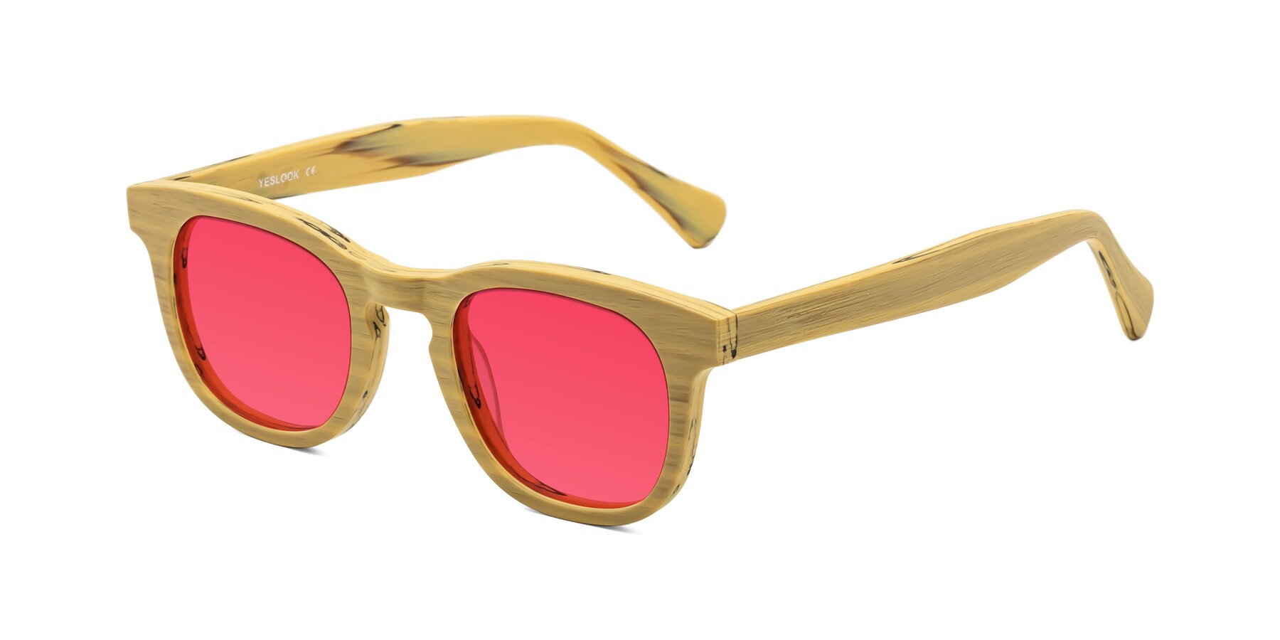 Angle of Tonia in Egg Yolk Woodgrain with Red Tinted Lenses