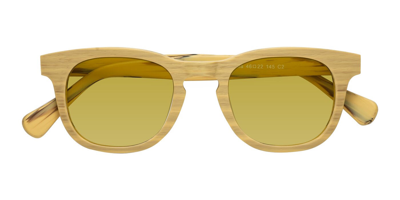 Tonia - Egg Yolk Woodgrain Tinted Sunglasses