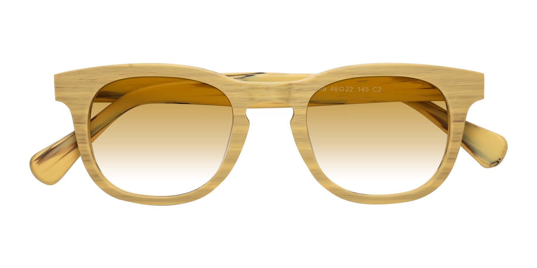 Folded Front of Tonia in Egg Yolk Woodgrain with Champagne Gradient Lenses