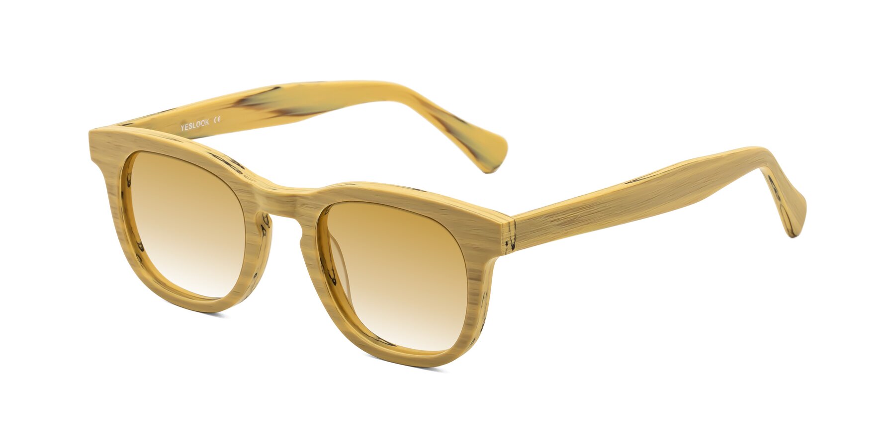 Angle of Tonia in Egg Yolk Woodgrain with Champagne Gradient Lenses