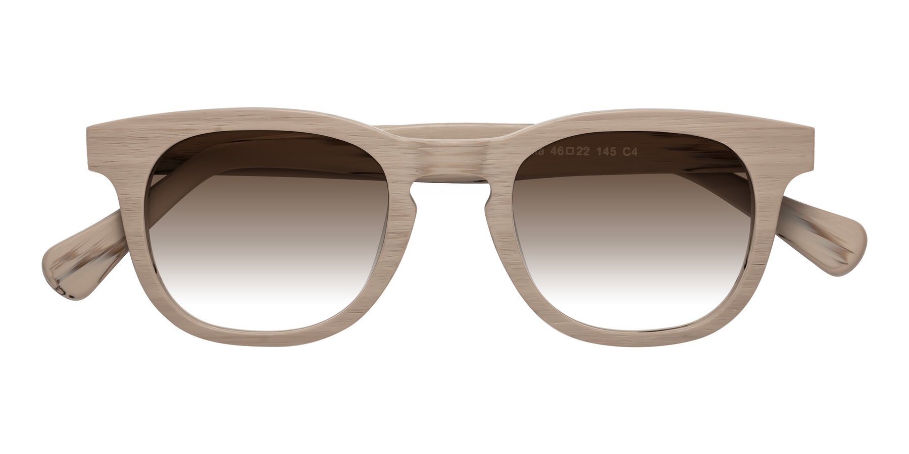 Folded Front of Tonia in Pale Mauve Woodgrain with Brown Gradient Lenses