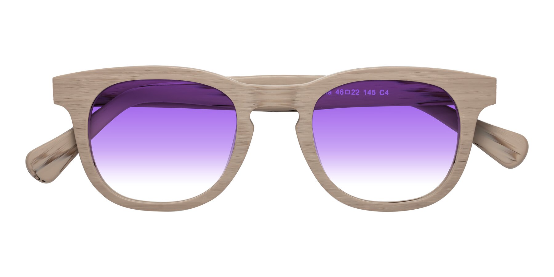 Folded Front of Tonia in Pale Mauve Woodgrain with Purple Gradient Lenses