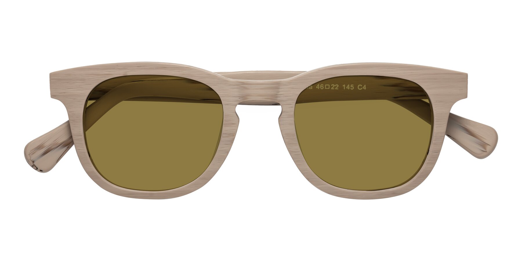 Folded Front of Tonia in Pale Mauve Woodgrain with Brown Polarized Lenses