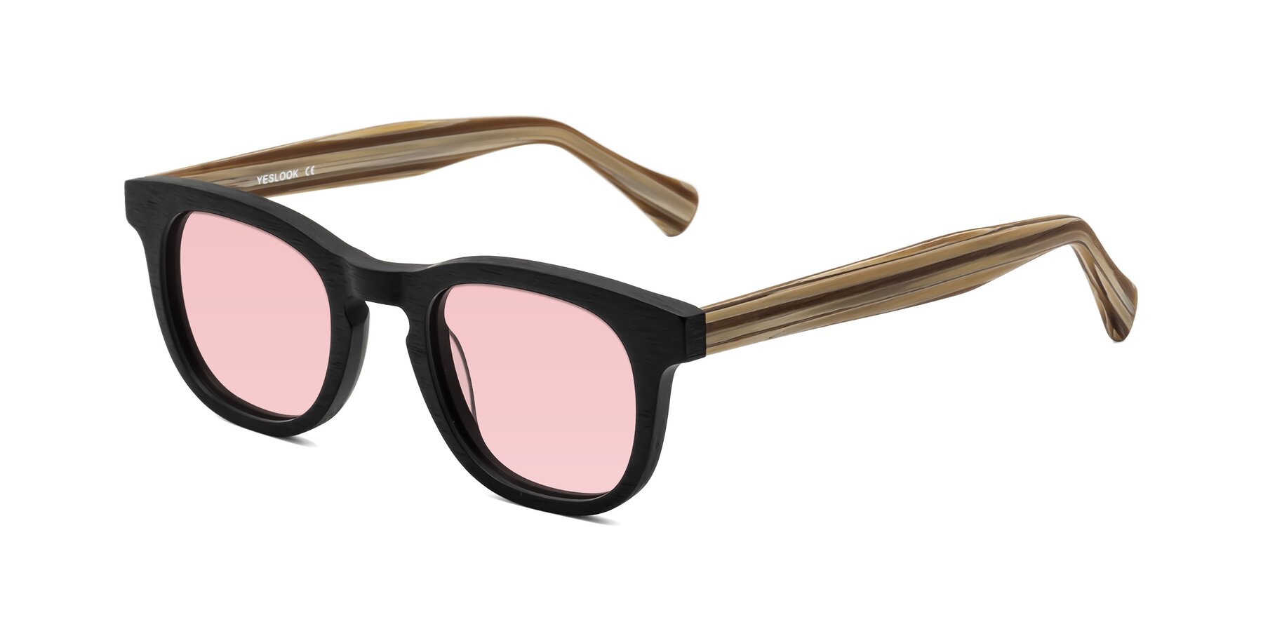 Angle of Tonia in Black-Sugar Woodgrain with Light Garnet Tinted Lenses