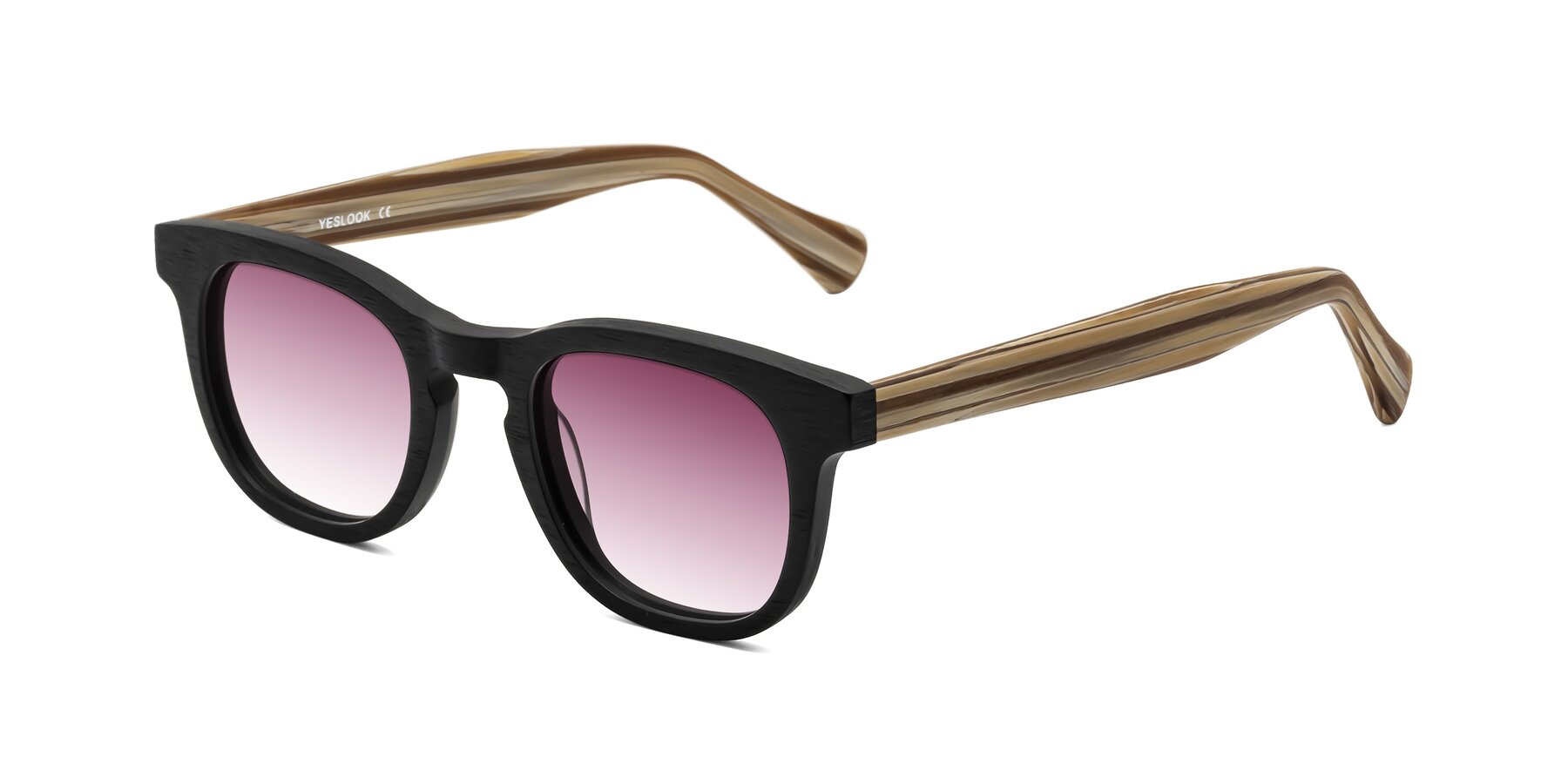 Angle of Tonia in Black-Sugar Woodgrain with Wine Gradient Lenses