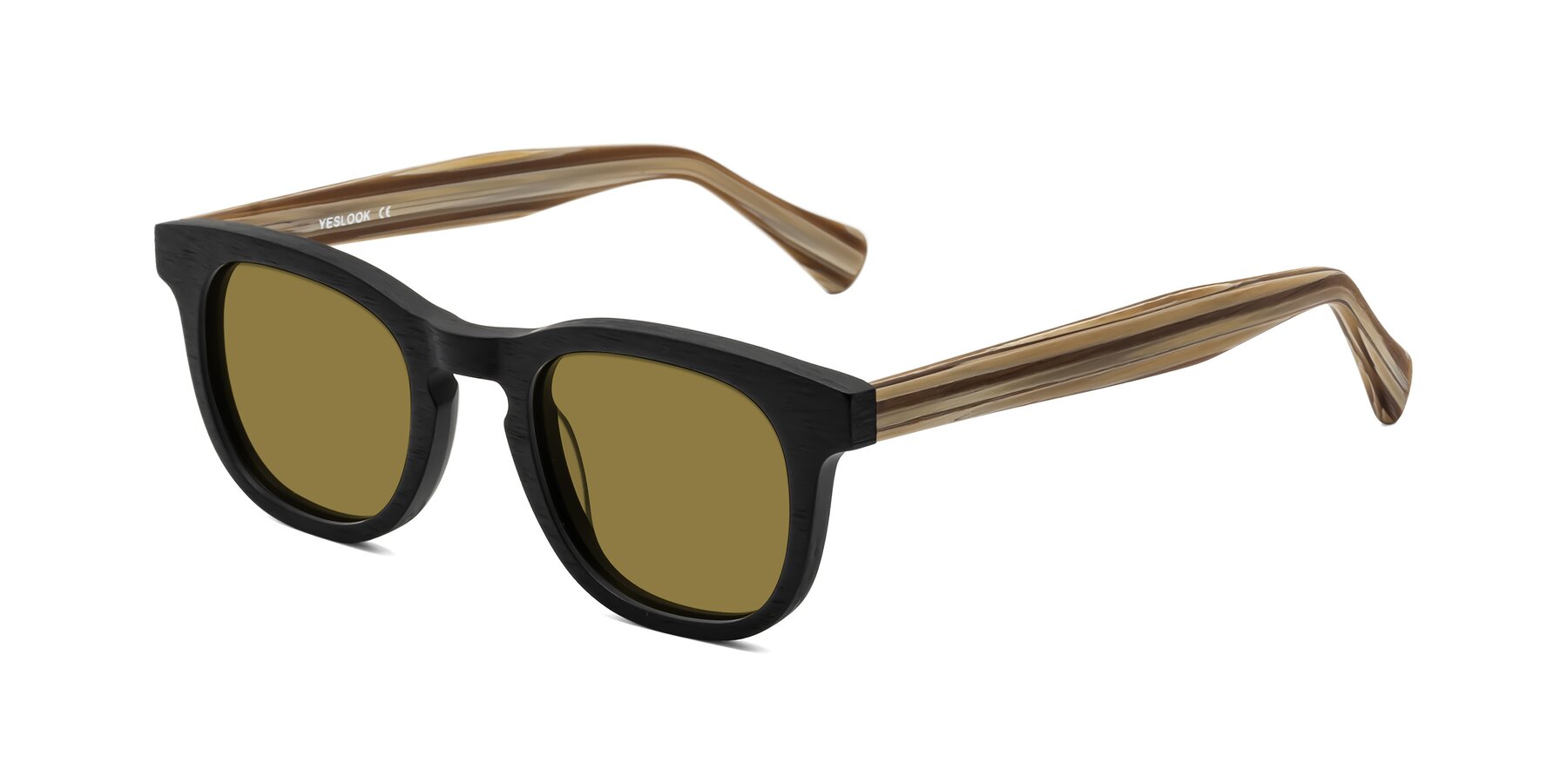 Angle of Tonia in Black-Sugar Woodgrain with Brown Polarized Lenses