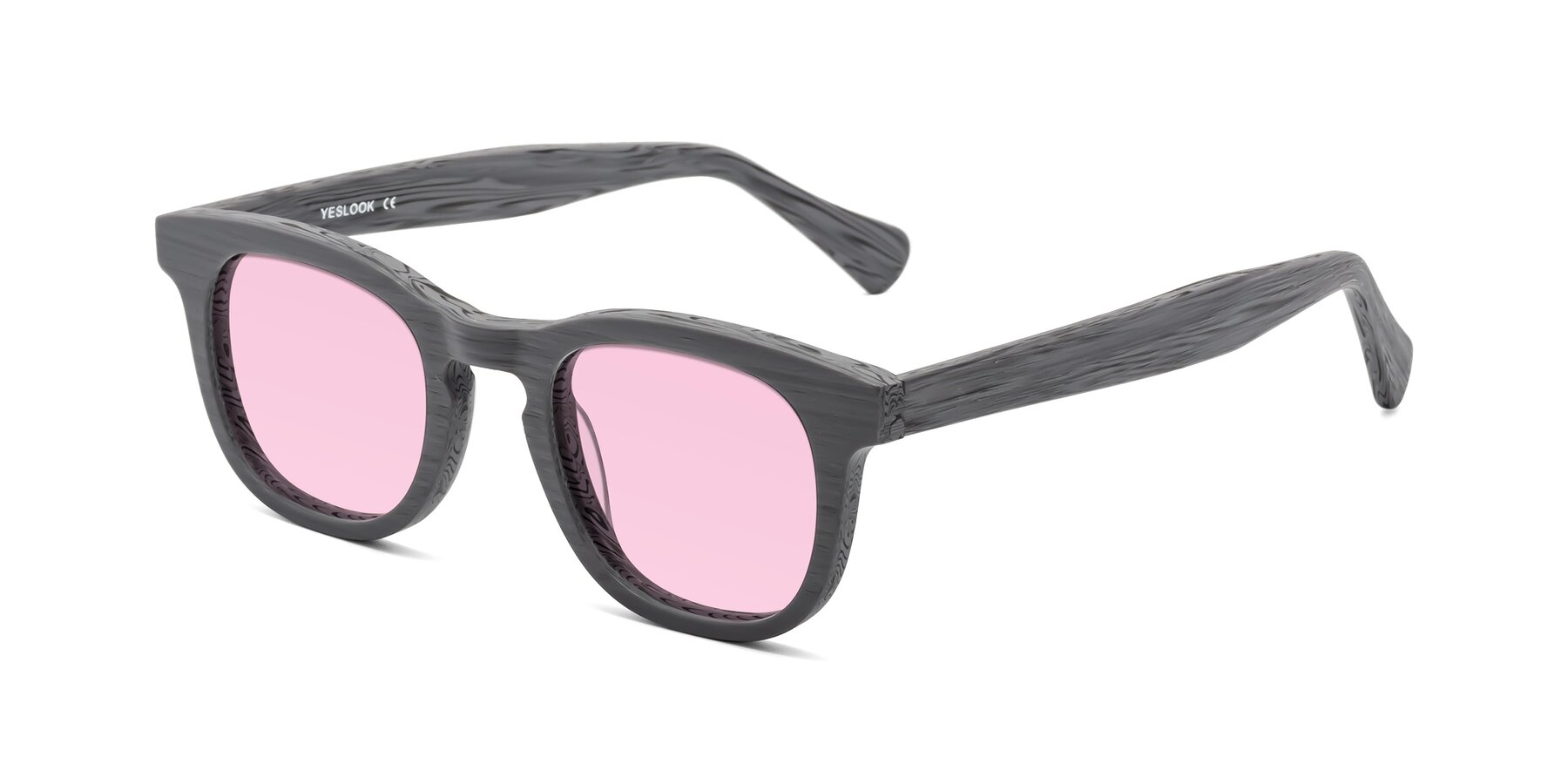 Angle of Tonia in Cement Woodgrain with Light Pink Tinted Lenses