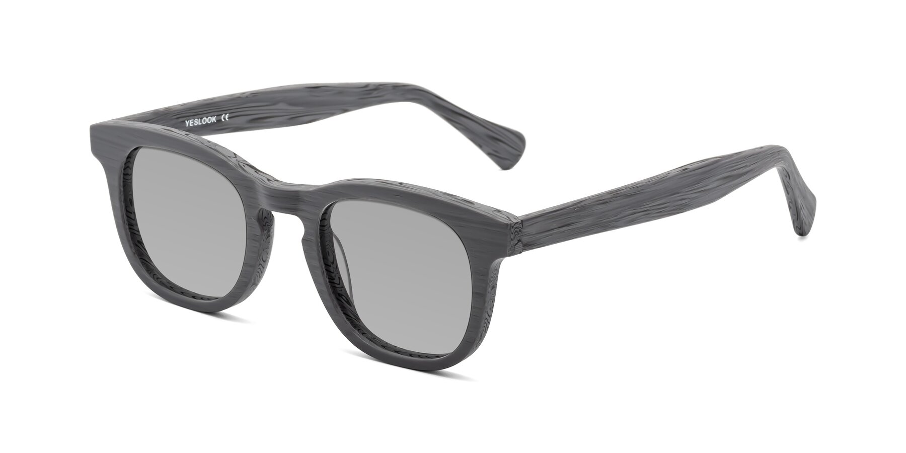 Angle of Tonia in Cement Woodgrain with Light Gray Tinted Lenses