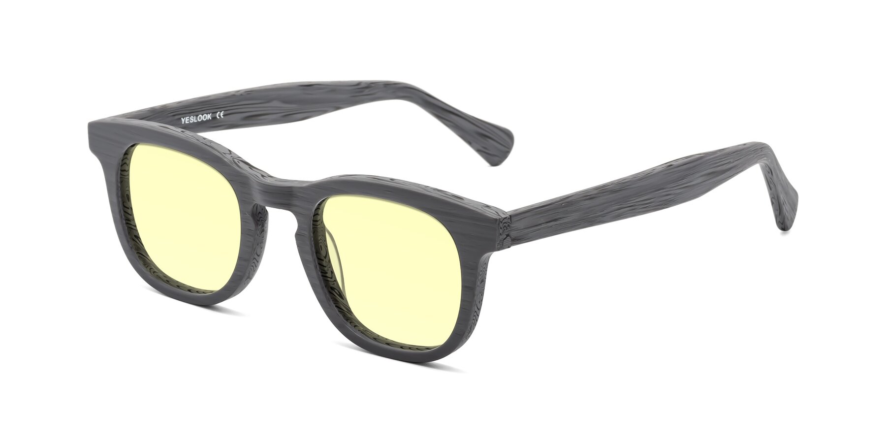 Angle of Tonia in Cement Woodgrain with Light Yellow Tinted Lenses