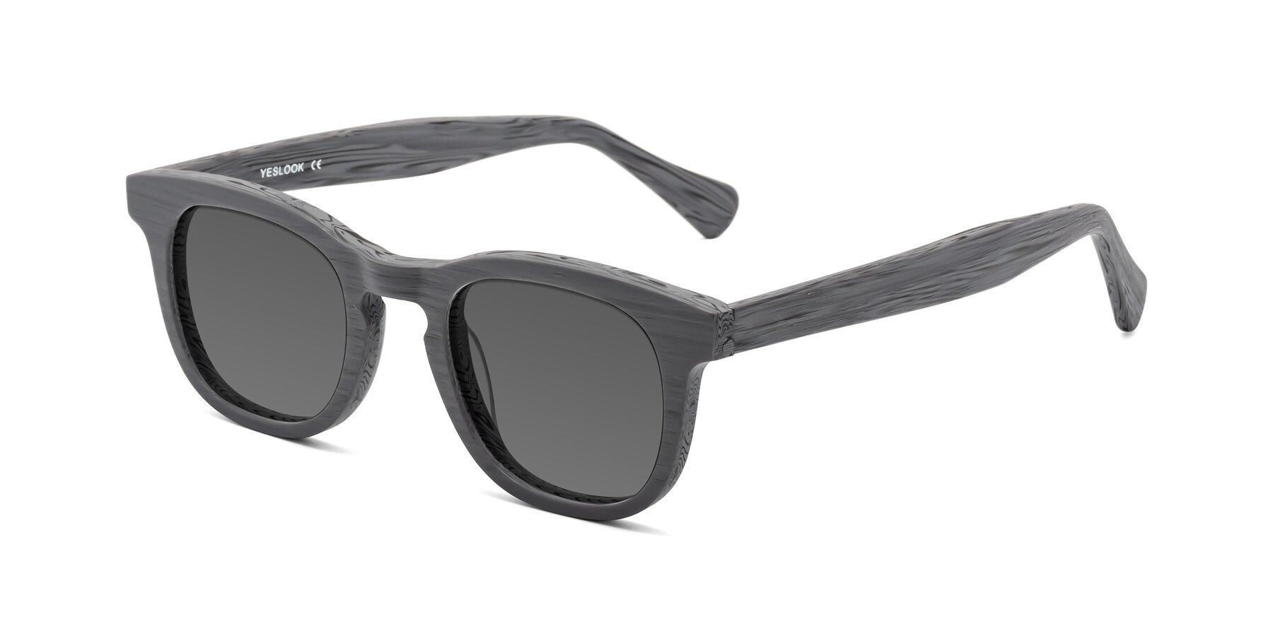 Angle of Tonia in Cement Woodgrain with Medium Gray Tinted Lenses