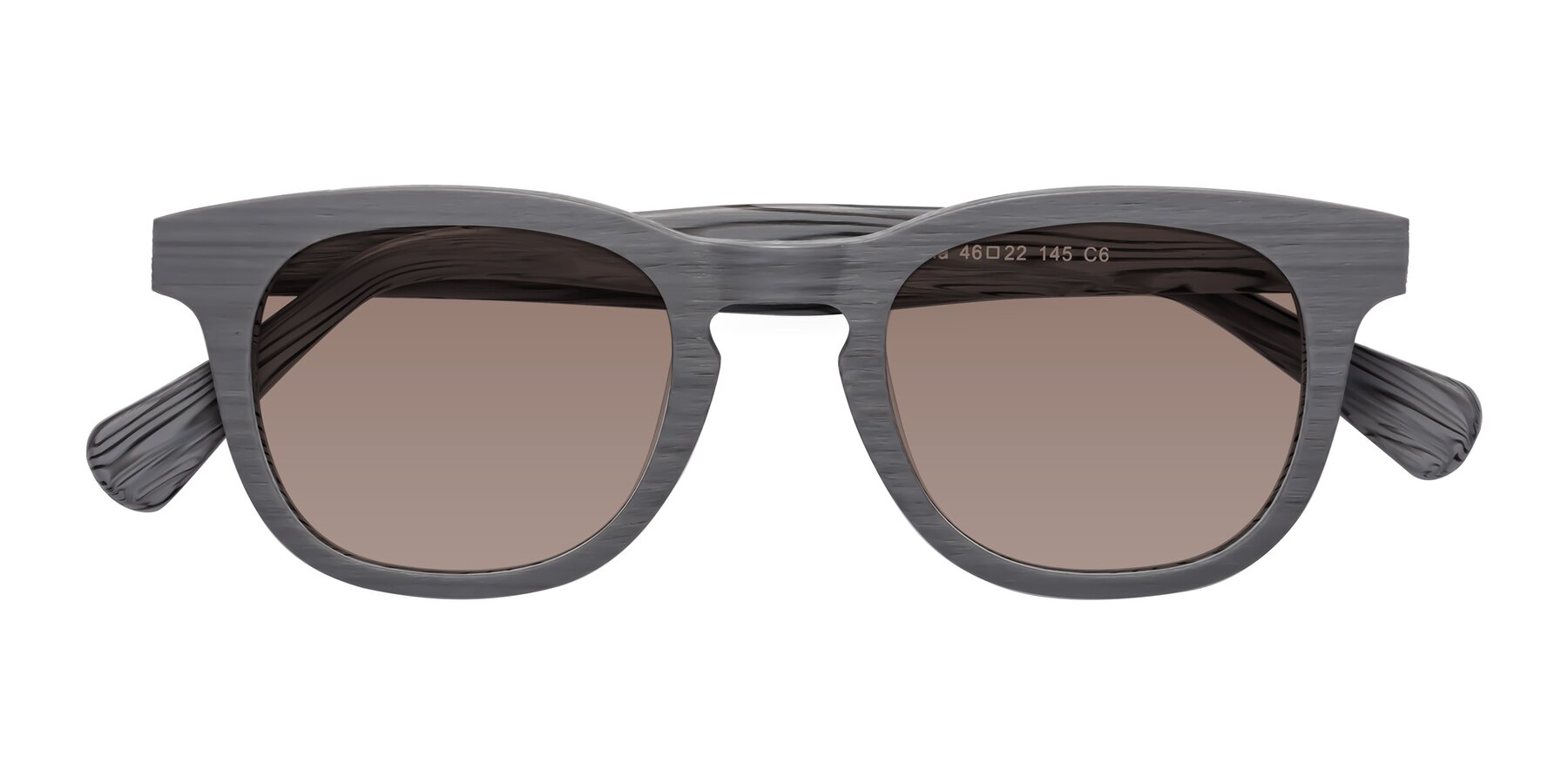 Folded Front of Tonia in Cement Woodgrain with Medium Brown Tinted Lenses