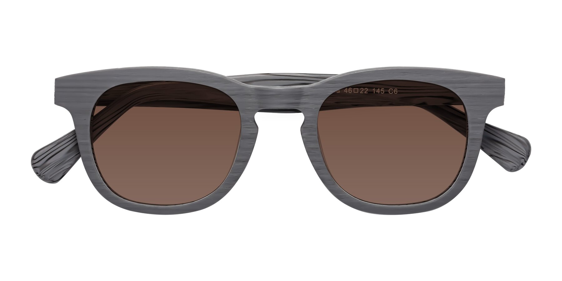 Folded Front of Tonia in Cement Woodgrain with Brown Tinted Lenses