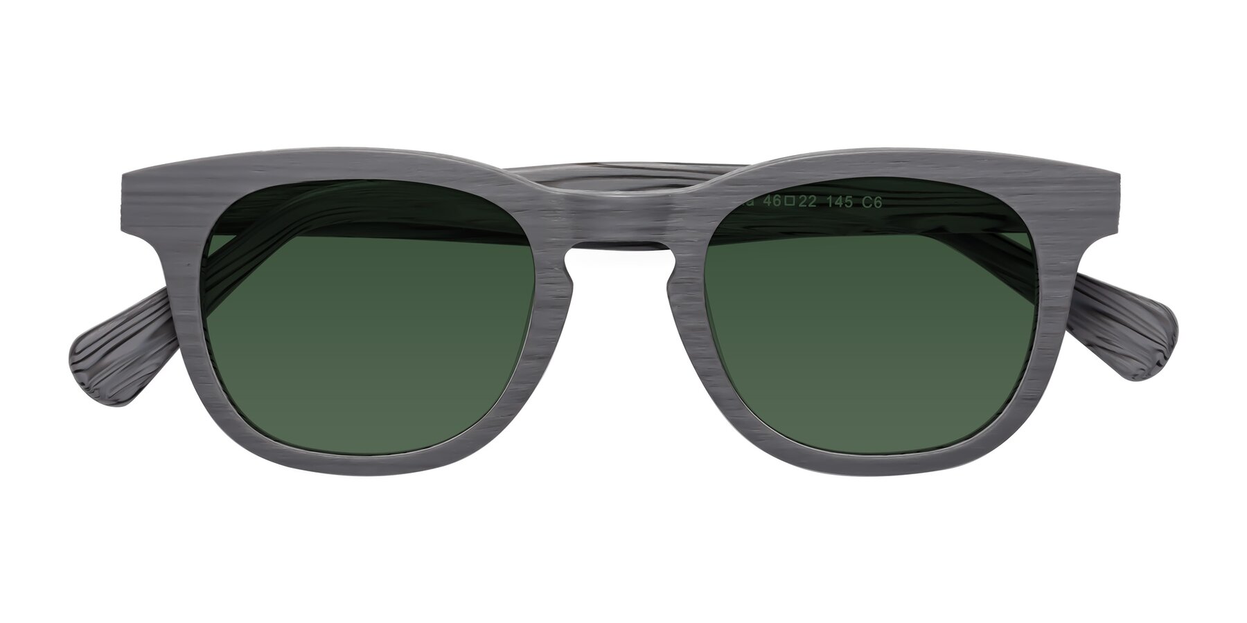 Folded Front of Tonia in Cement Woodgrain with Green Tinted Lenses