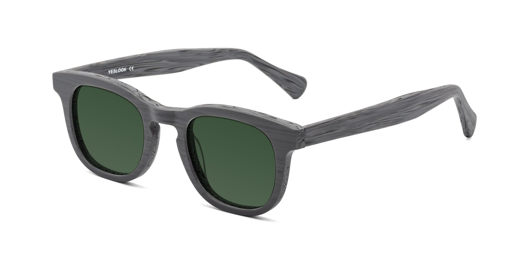 Angle of Tonia in Cement Woodgrain with Green Tinted Lenses