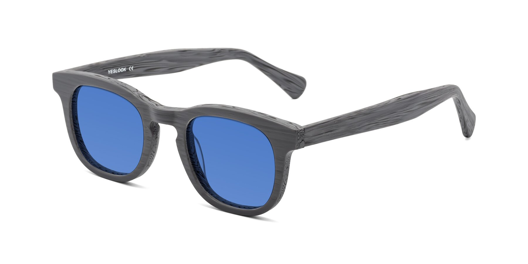 Angle of Tonia in Cement Woodgrain with Blue Tinted Lenses