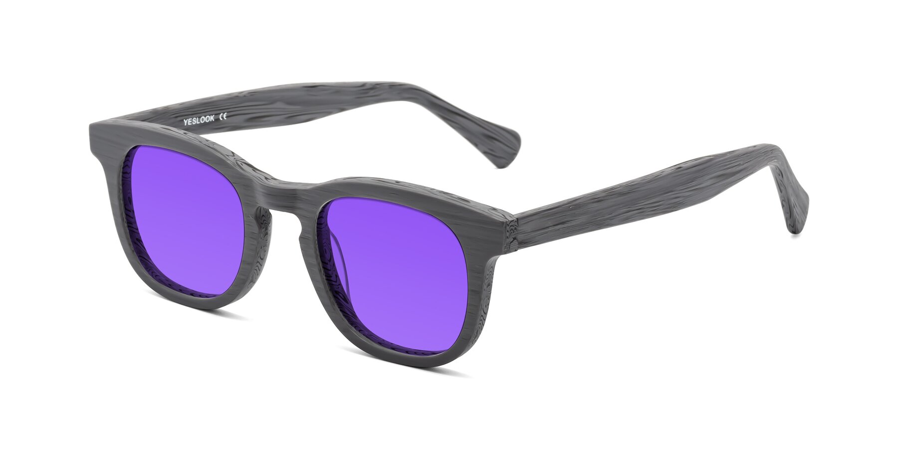 Angle of Tonia in Cement Woodgrain with Purple Tinted Lenses