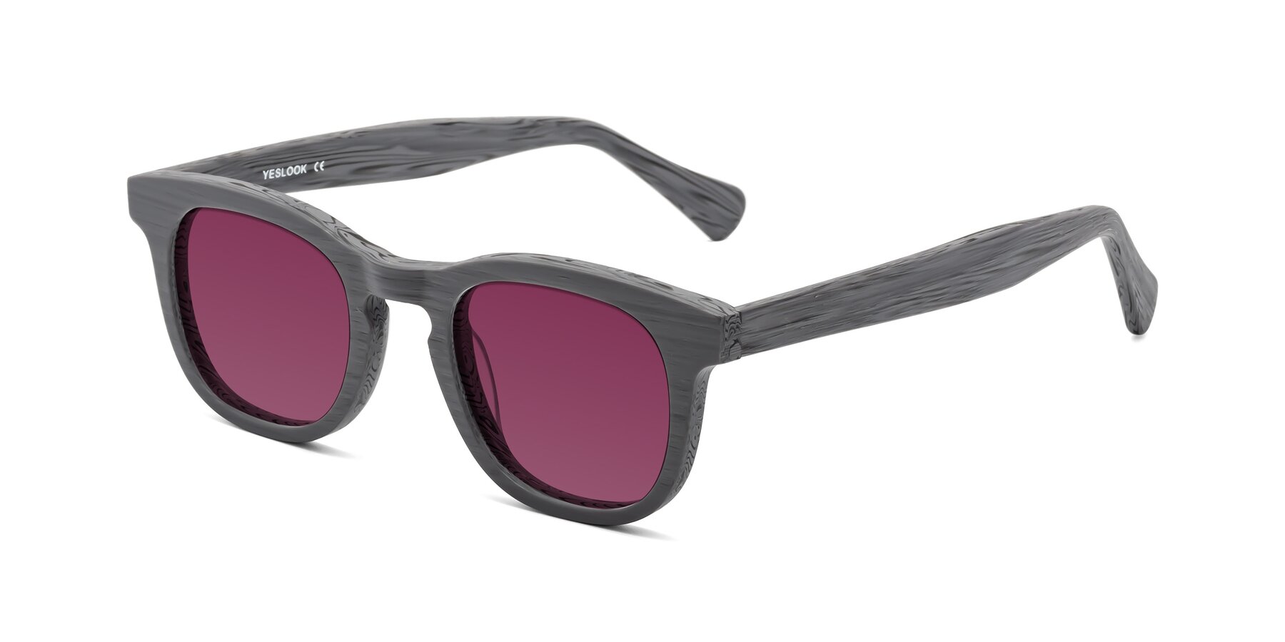 Angle of Tonia in Cement Woodgrain with Wine Tinted Lenses