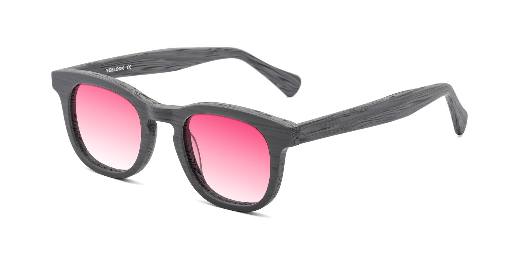 Angle of Tonia in Cement Woodgrain with Pink Gradient Lenses