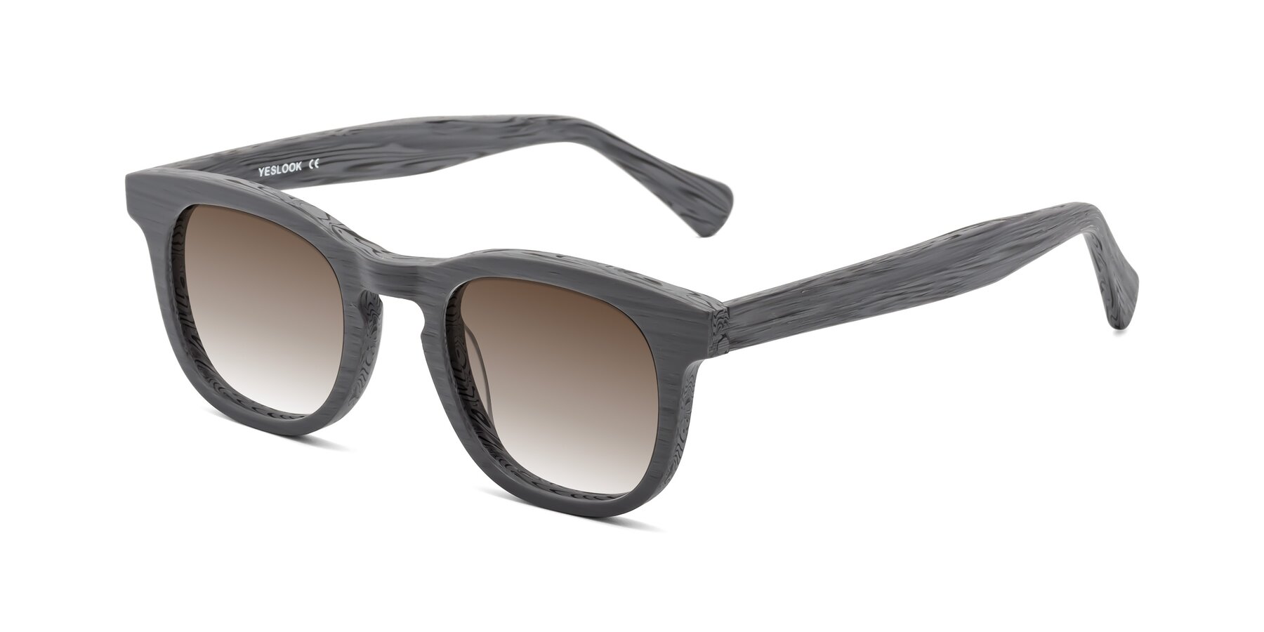 Angle of Tonia in Cement Woodgrain with Brown Gradient Lenses