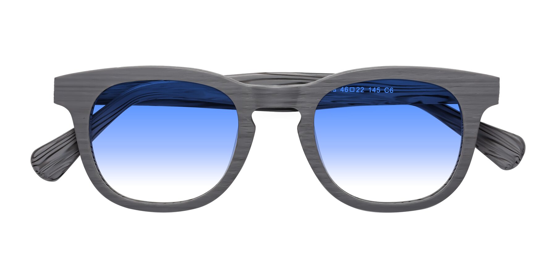 Folded Front of Tonia in Cement Woodgrain with Blue Gradient Lenses