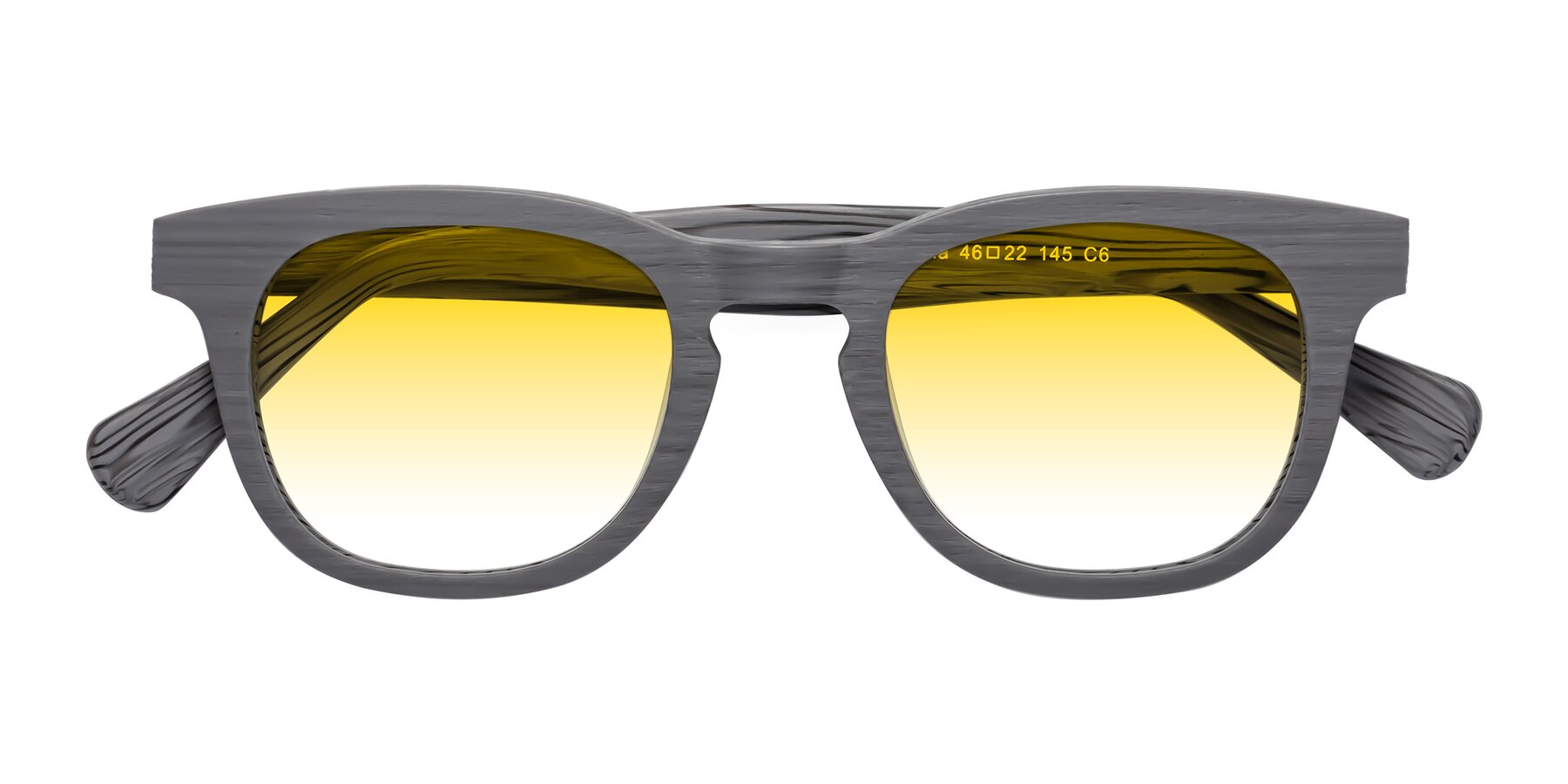 Folded Front of Tonia in Cement Woodgrain with Yellow Gradient Lenses