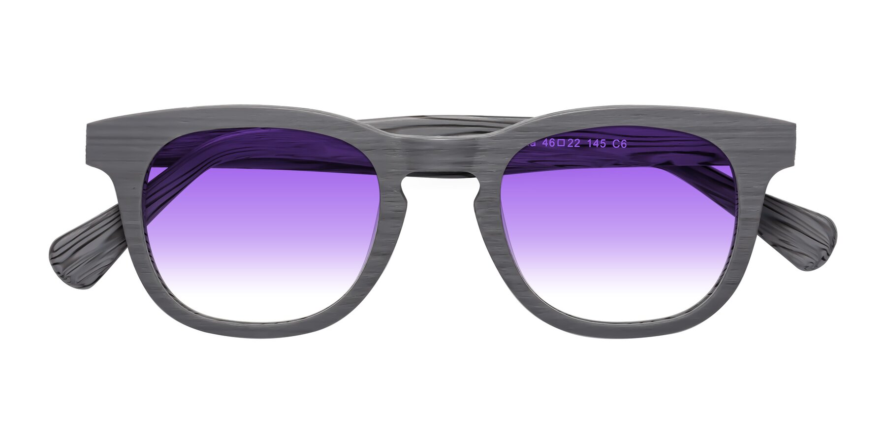 Folded Front of Tonia in Cement Woodgrain with Purple Gradient Lenses