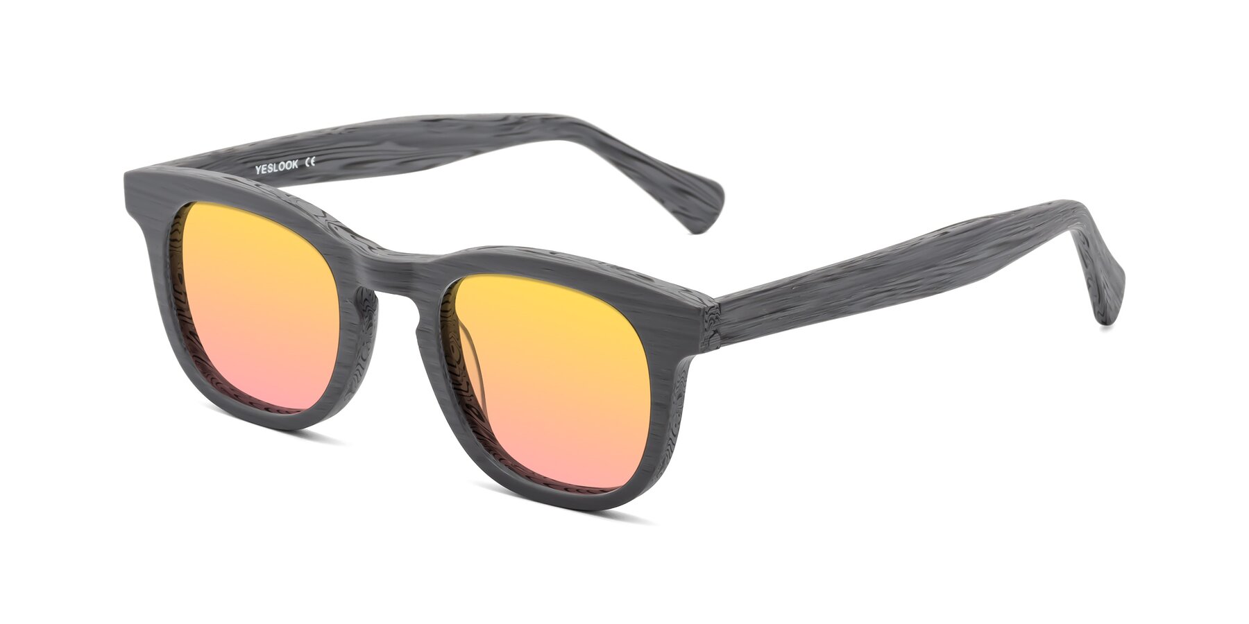 Angle of Tonia in Cement Woodgrain with Yellow / Pink Gradient Lenses