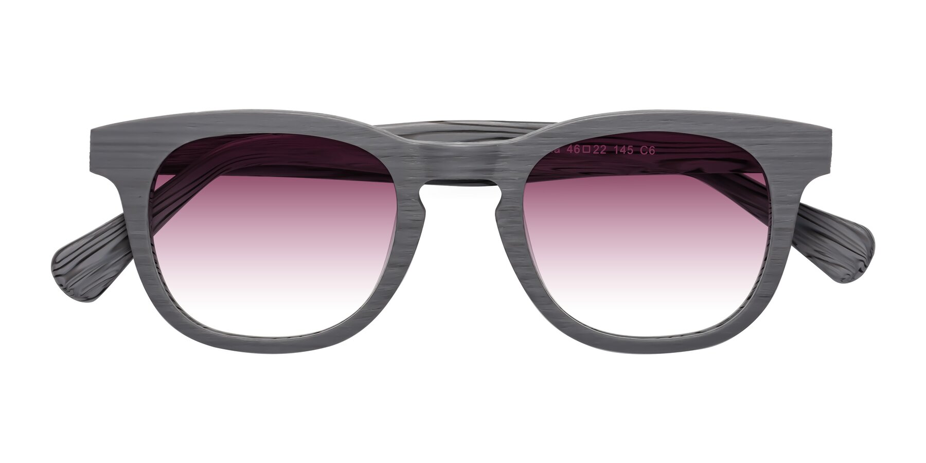 Folded Front of Tonia in Cement Woodgrain with Wine Gradient Lenses