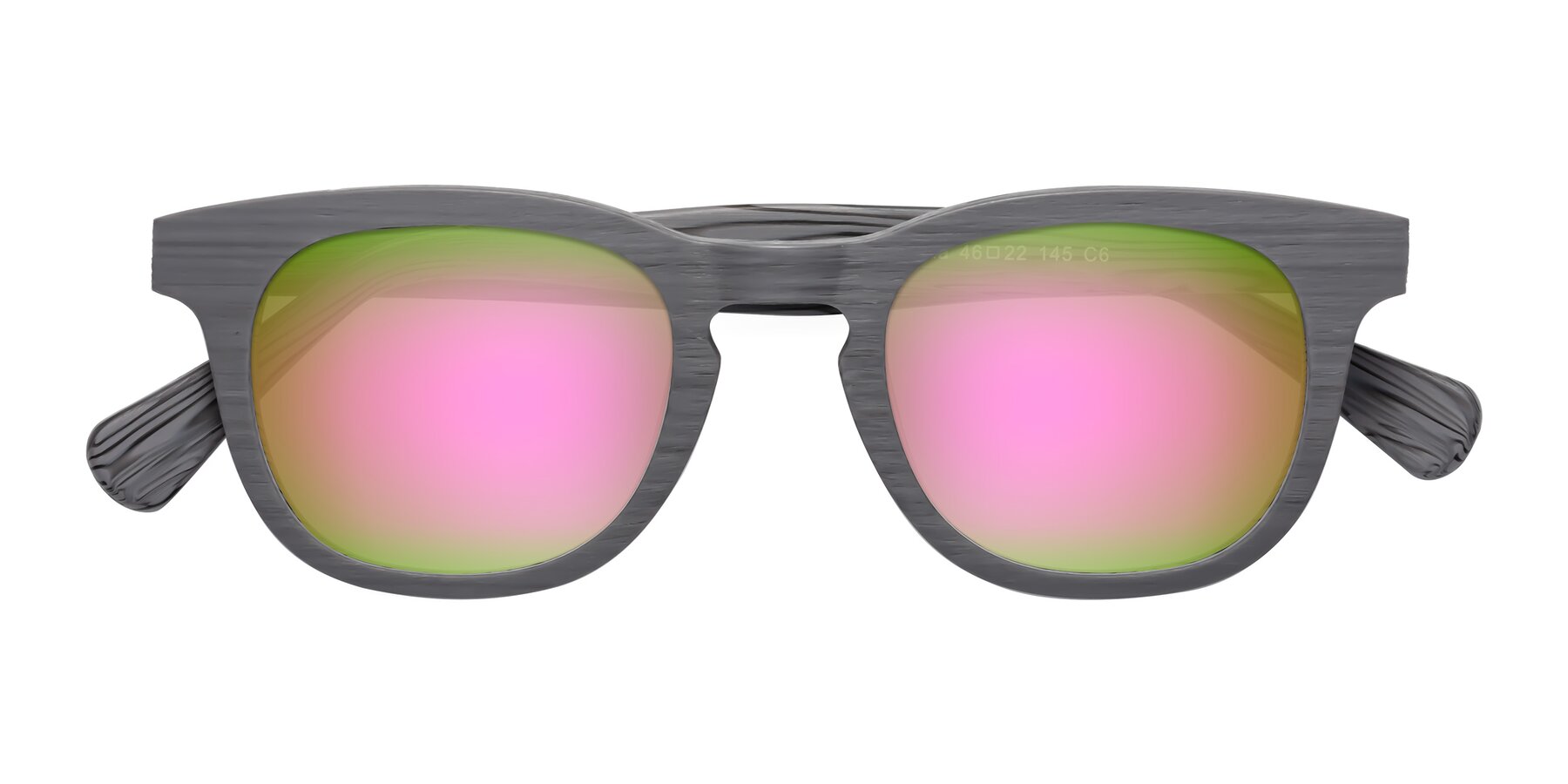 Folded Front of Tonia in Cement Woodgrain with Pink Mirrored Lenses