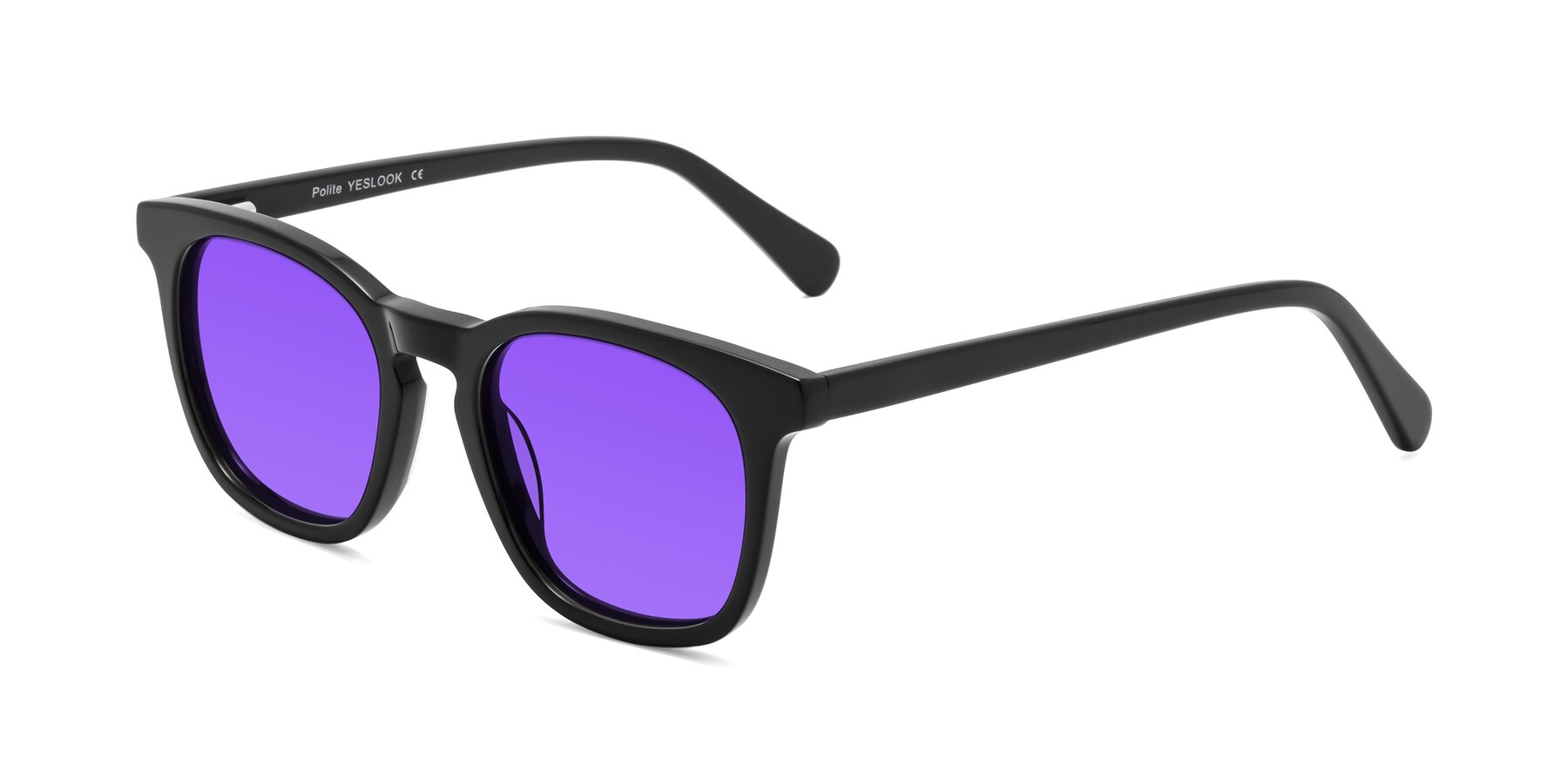 Angle of Polite in Black with Purple Tinted Lenses