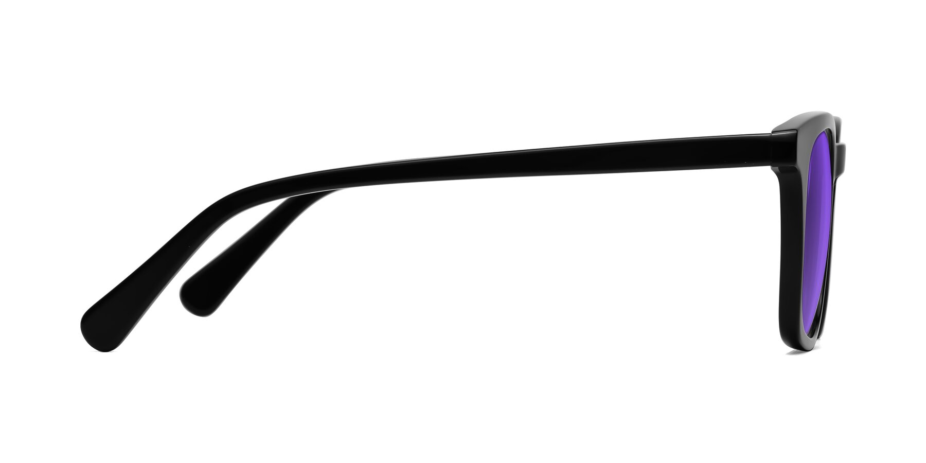 Side of Polite in Black with Purple Tinted Lenses
