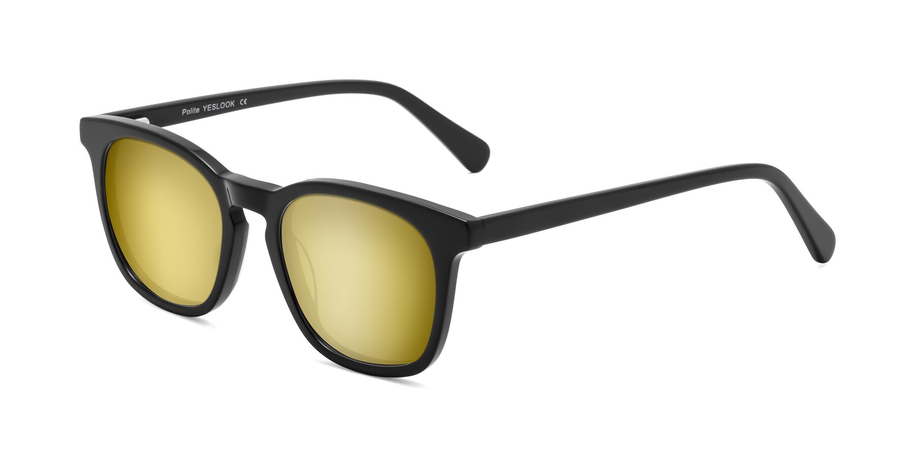 Angle of Polite in Black with Gold Mirrored Lenses