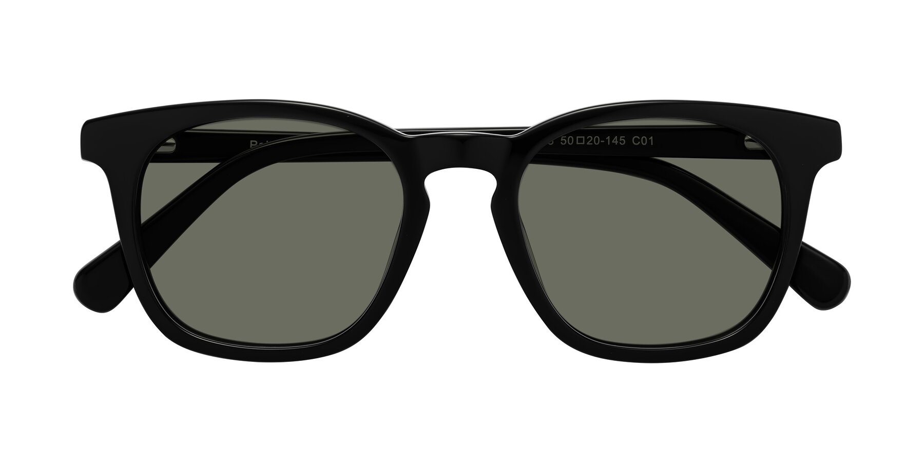 Folded Front of Polite in Black with Gray Polarized Lenses