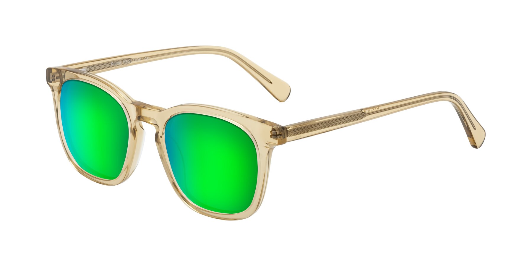 Angle of Polite in Champagne with Green Mirrored Lenses