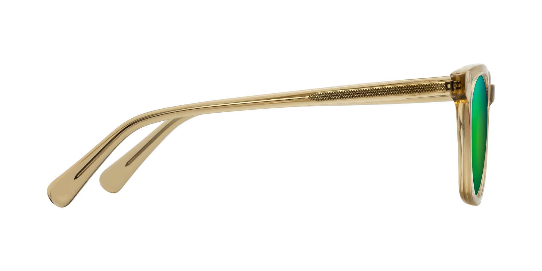 Side of Polite in Champagne with Green Mirrored Lenses