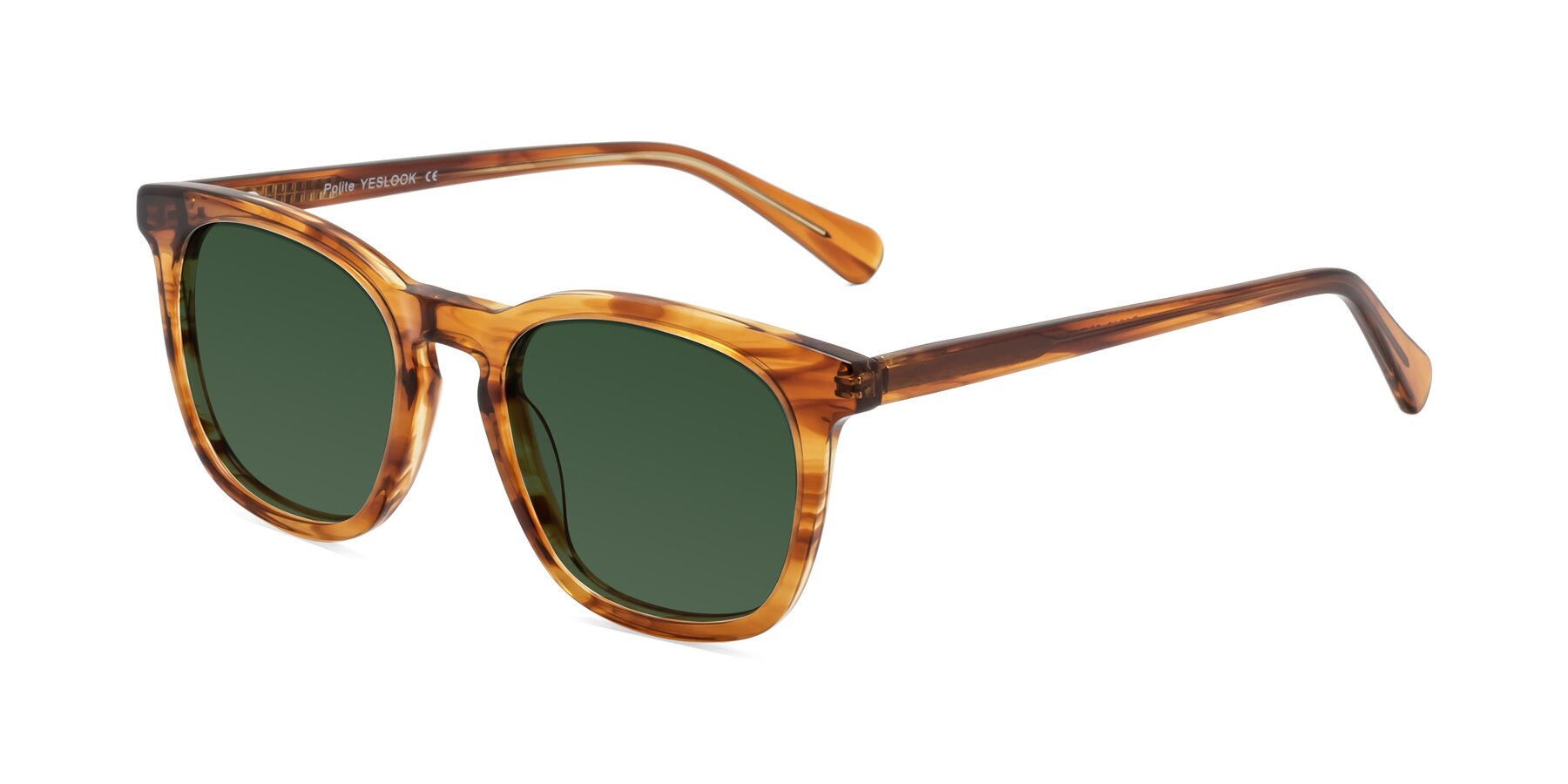 Angle of Polite in Amber Striped with Green Tinted Lenses