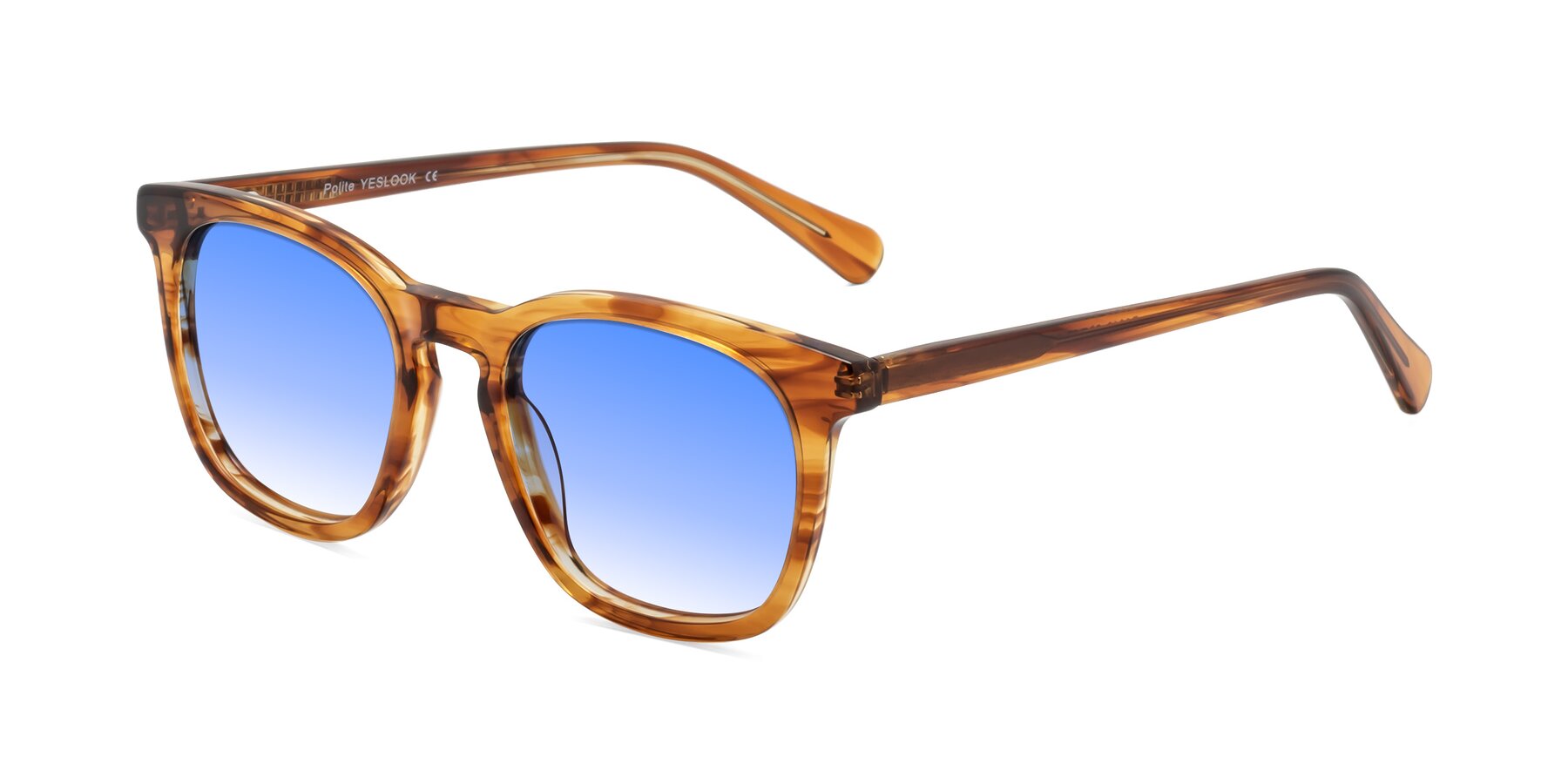 Angle of Polite in Amber Striped with Blue Gradient Lenses
