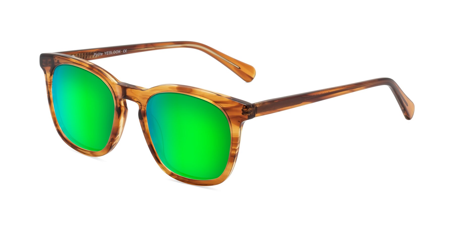 Angle of Polite in Amber Striped with Green Mirrored Lenses