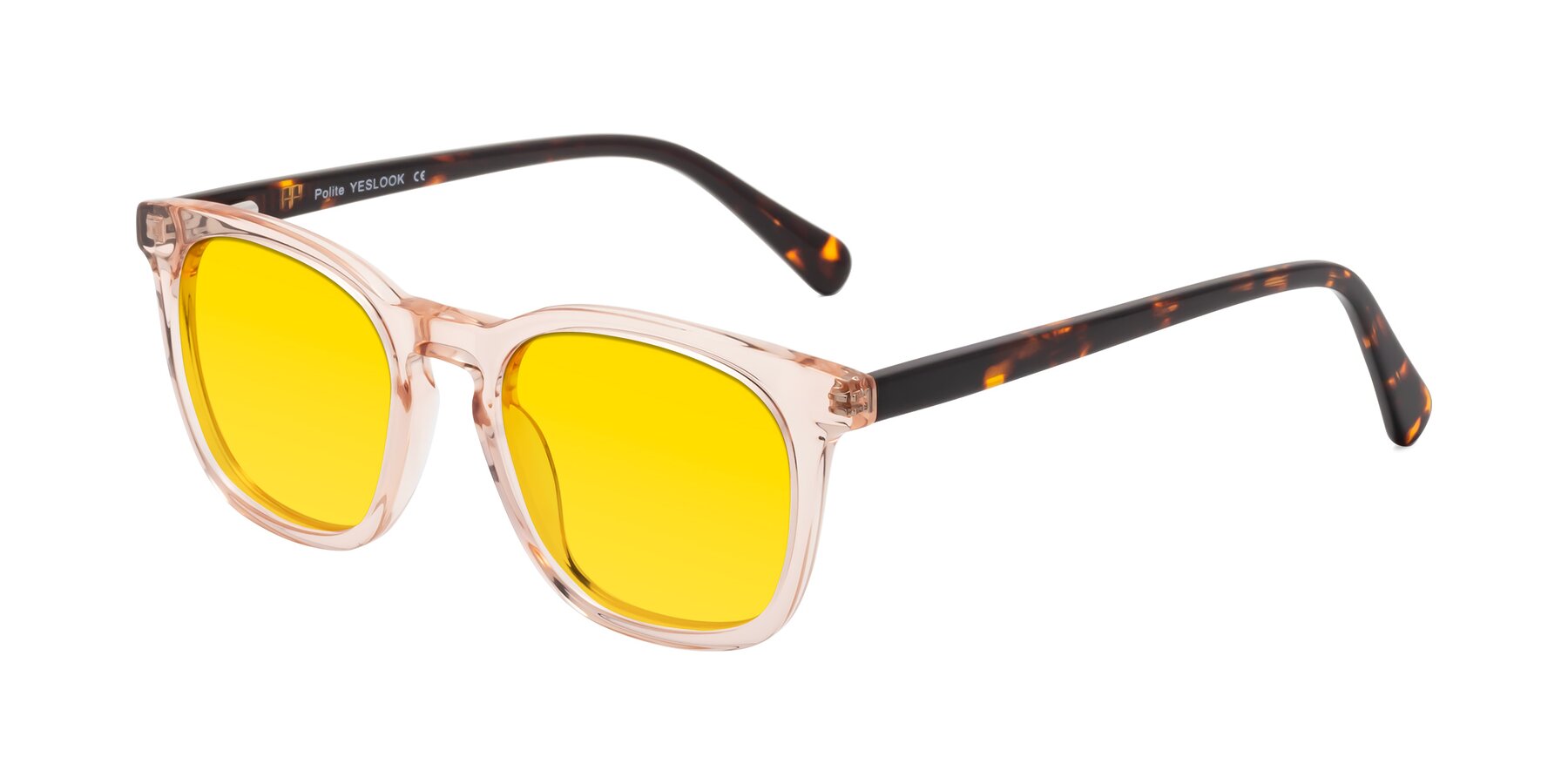 Angle of Polite in Pink/Tortoise with Yellow Tinted Lenses